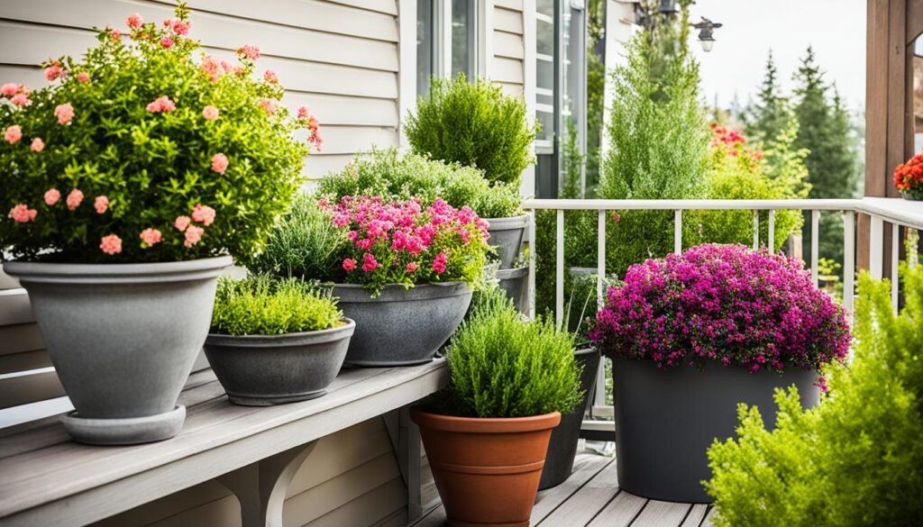 Container gardening with shrubs