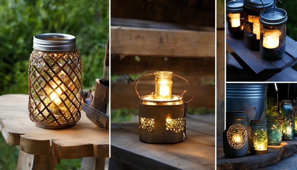 DIY outdoor lighting using upcycled materials