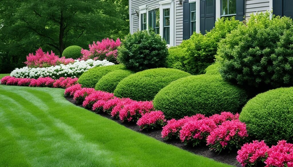 Dwarf shrubs in a small garden