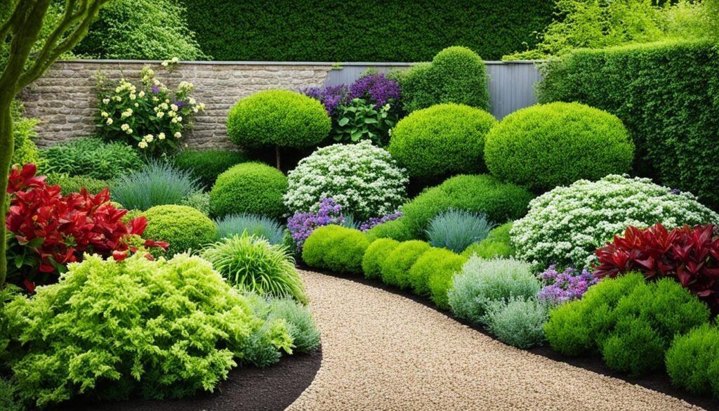 Focal point plants in a small garden