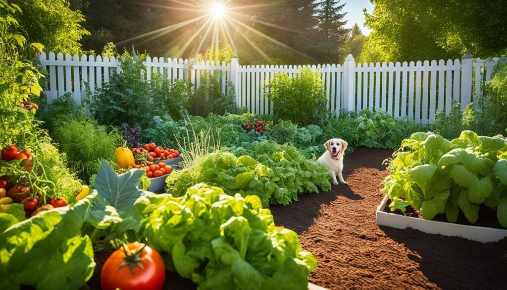 Pet-safe vegetables and fruits in a garden