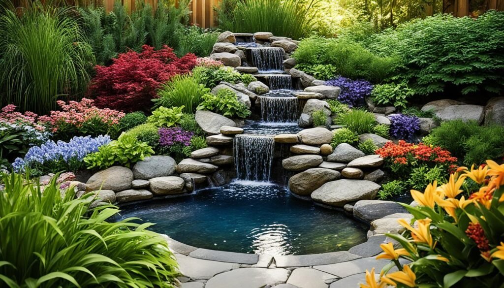 Small garden with integrated water feature