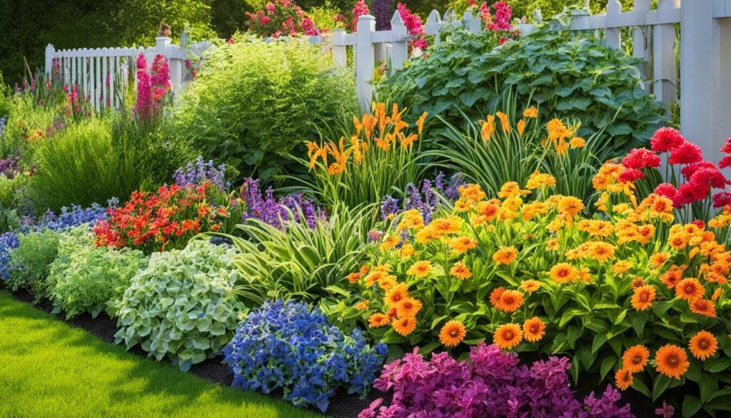 Sun-tolerant plants in a garden