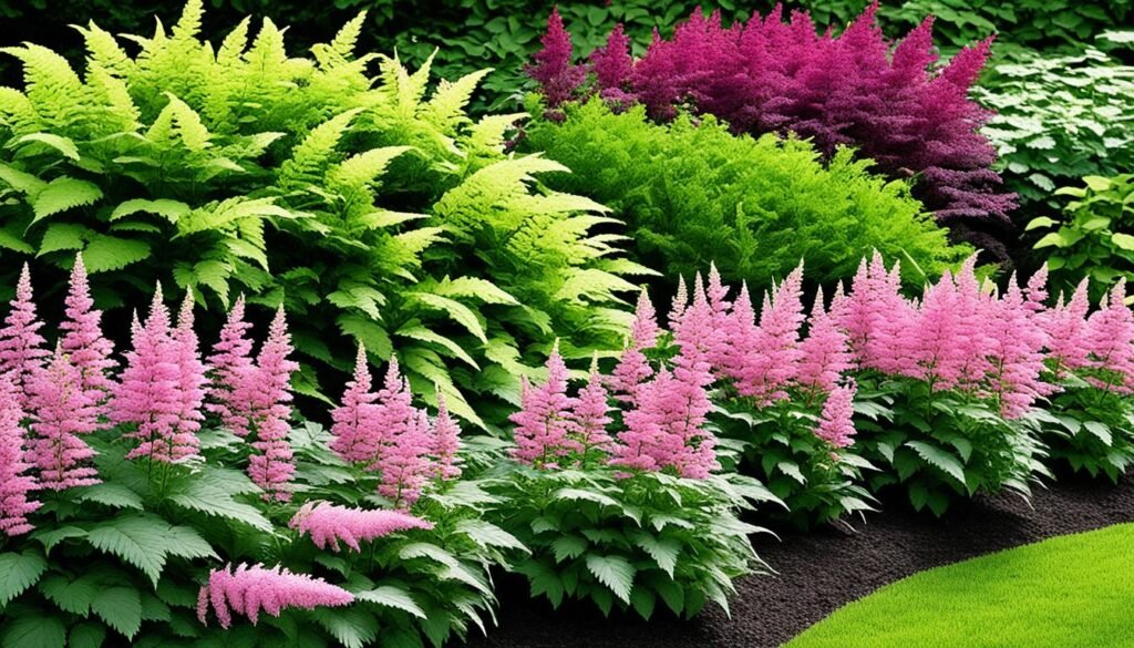 Astilbe arendsii in a shaded garden