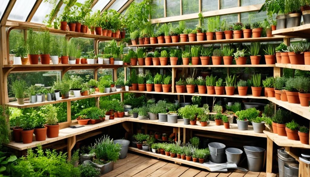 Greenhouse shelving and workbench