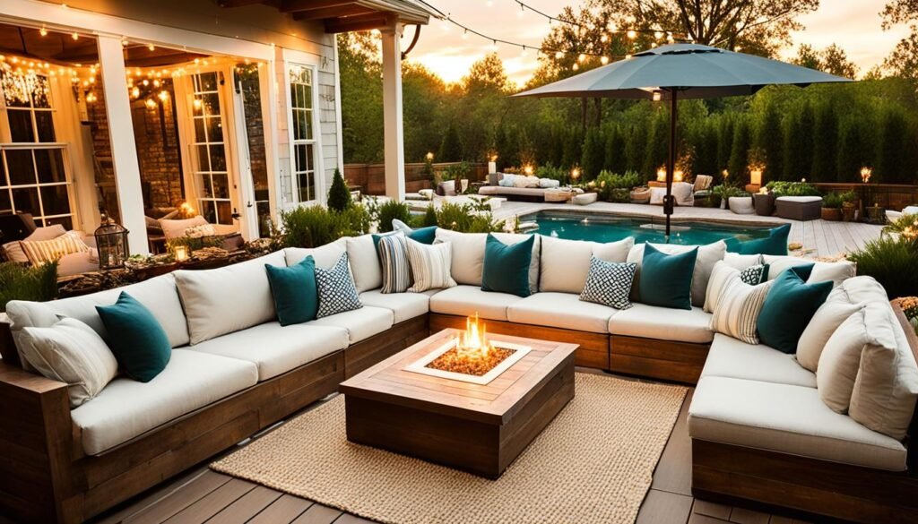 Luxurious outdoor sofas and patio loungers