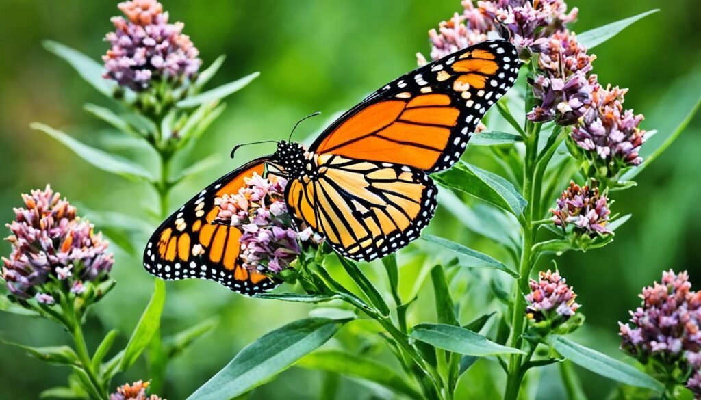 Monarch butterfly on milkweed