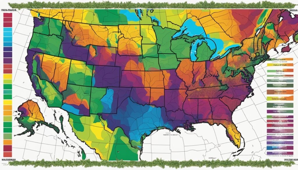 USDA plant hardiness zone map